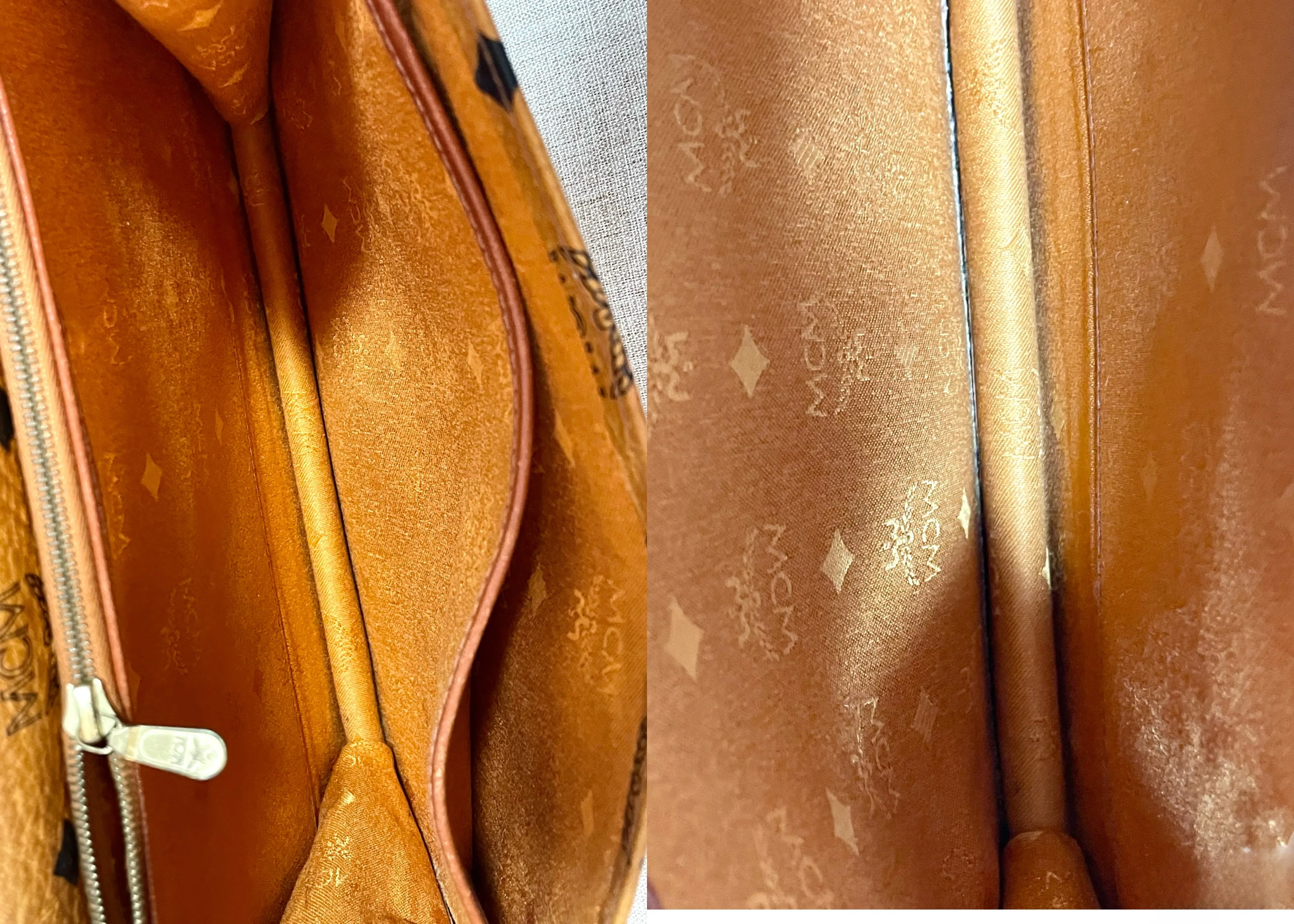 1990s. Vintage MCM brown monogram shoulder bag in envelop design. Designed by Michael Cromer. Can be a clutch bag too. 061217ac2