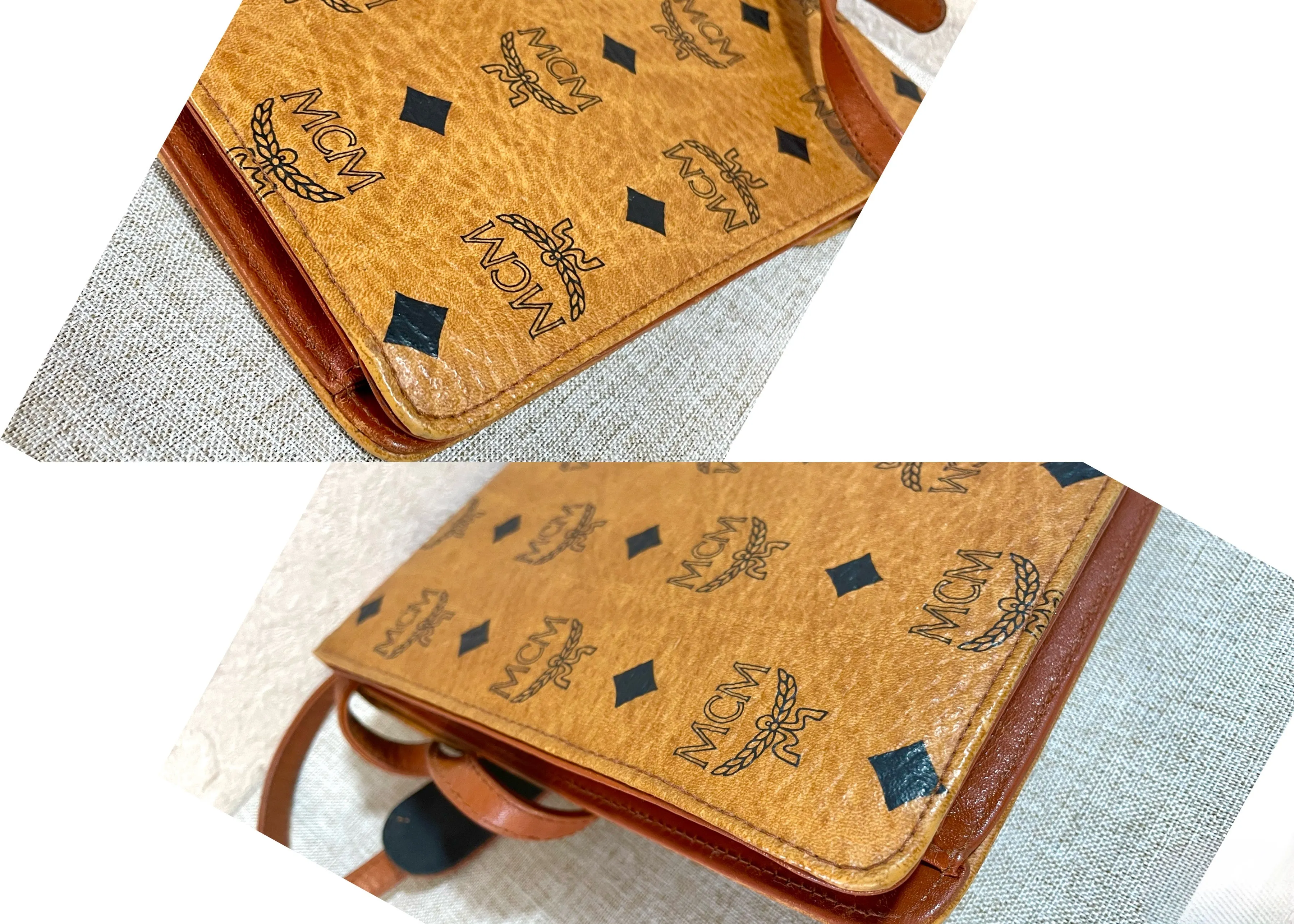 1990s. Vintage MCM brown monogram shoulder bag in envelop design. Designed by Michael Cromer. Can be a clutch bag too. 061217ac2
