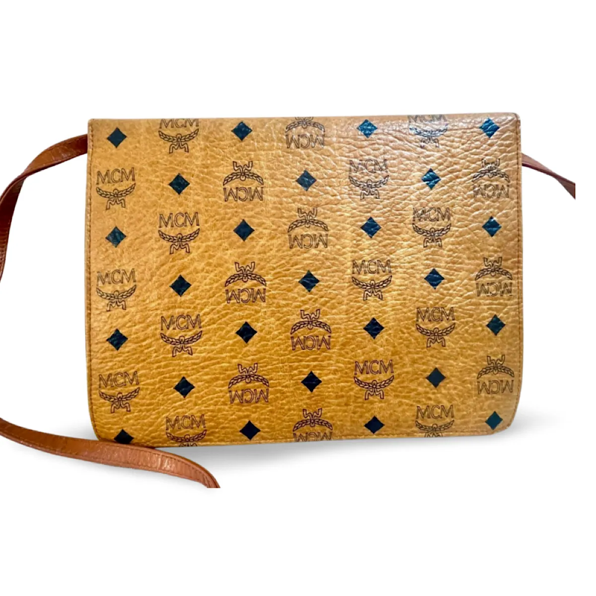 1990s. Vintage MCM brown monogram shoulder bag in envelop design. Designed by Michael Cromer. Can be a clutch bag too. 061217ac2