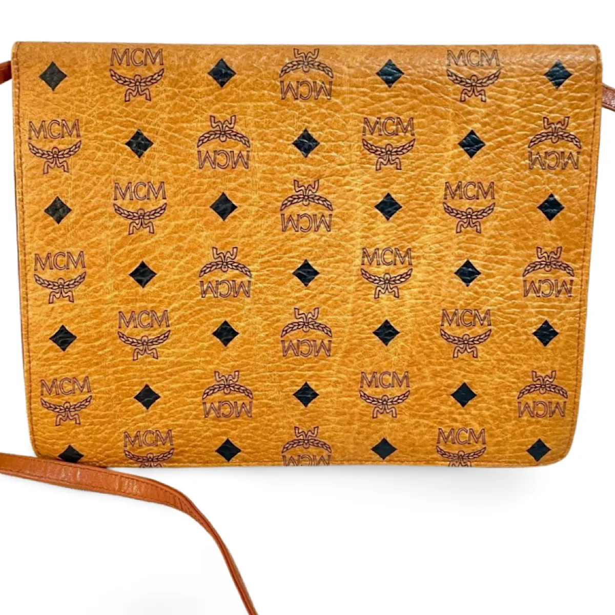 1990s. Vintage MCM brown monogram shoulder bag in envelop design. Designed by Michael Cromer. Can be a clutch bag too. 061217ac2