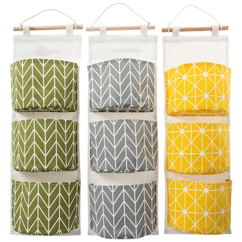 3-Pack: Cotton Hanging Storage Bag