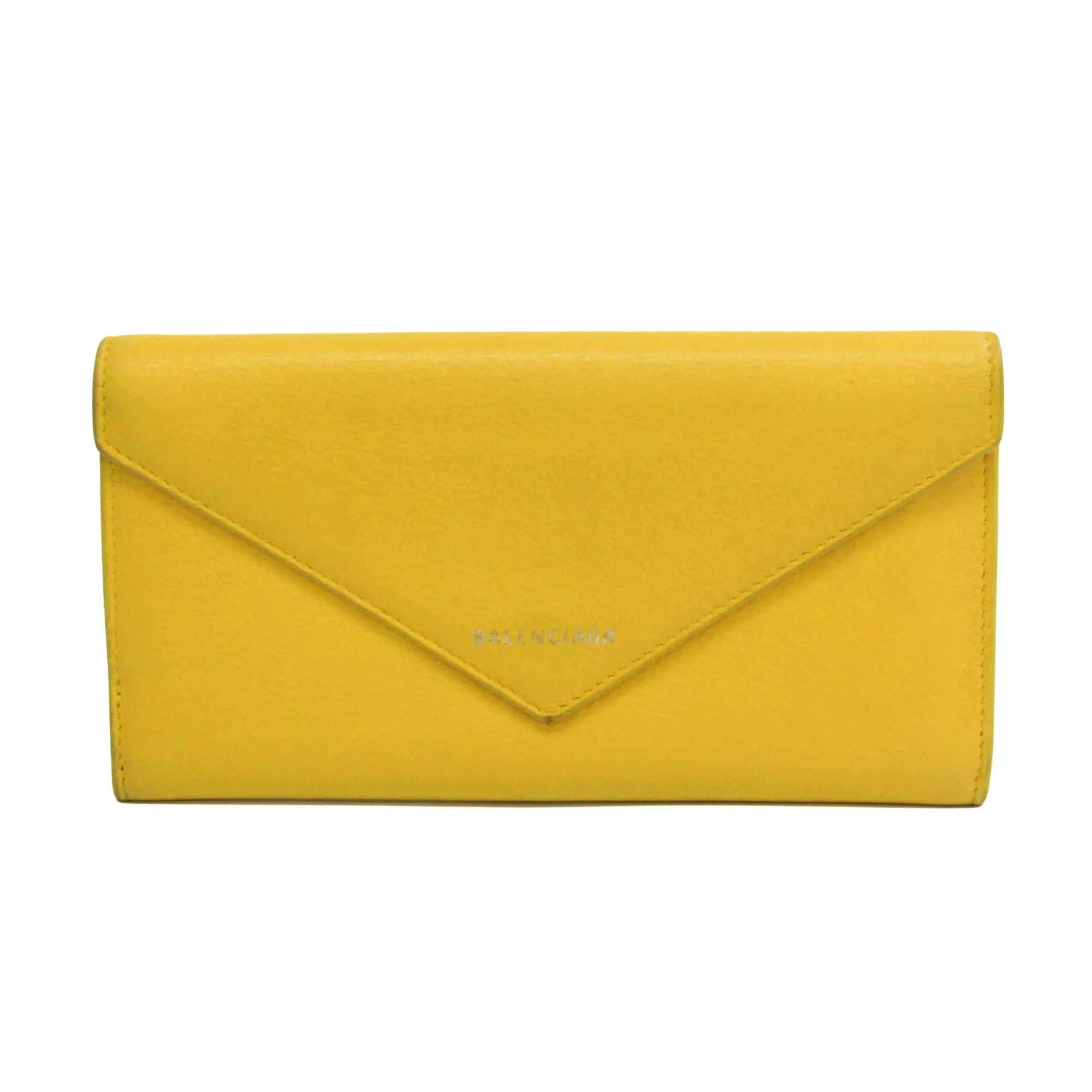 Balenciaga Papier Yellow Leather Wallet  (Pre-Owned)