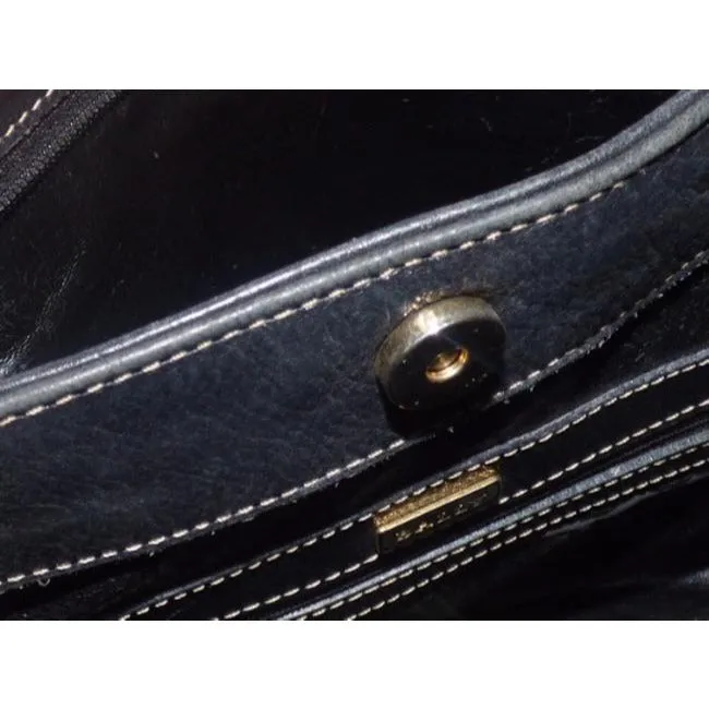 Bally Vintage Pursesdesigner Purses Dark Brown Woven And Black Leather Satchel