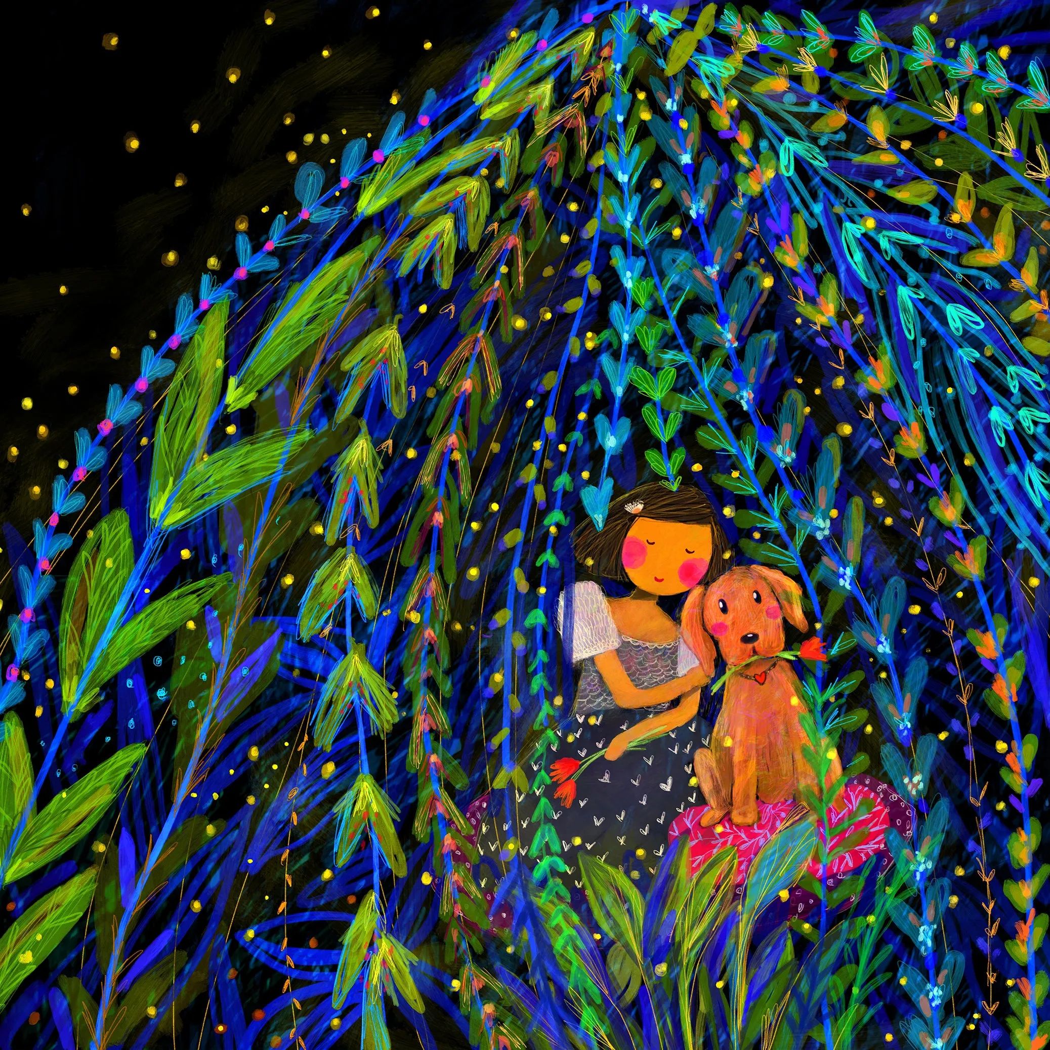 Bibsisita Sling Bag Shoulder Bag - A Night with the Fireflies