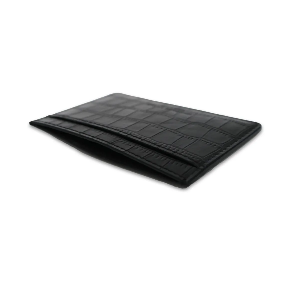 Black Croc Classic Card Holder