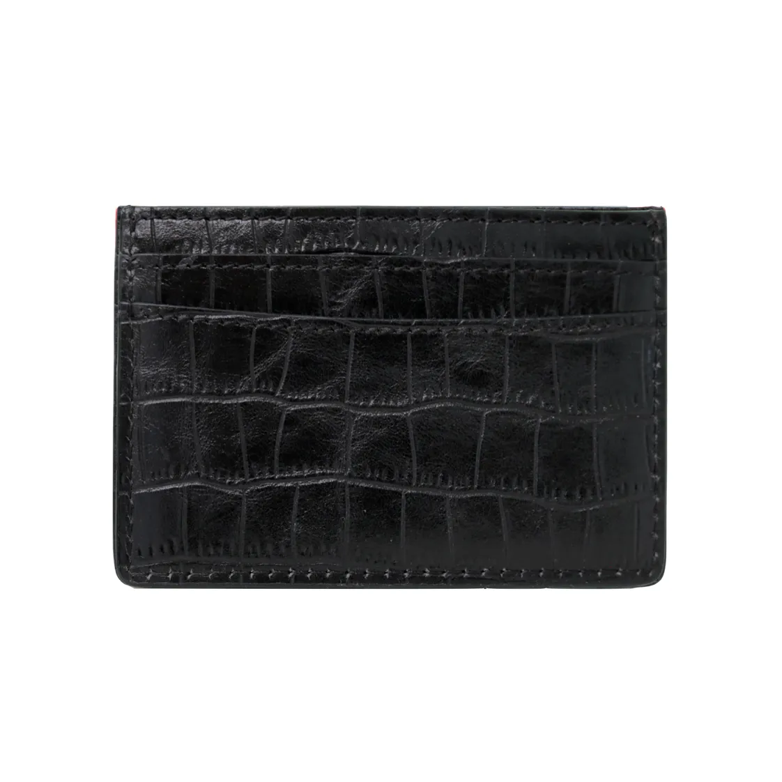 Black Croc Classic Card Holder