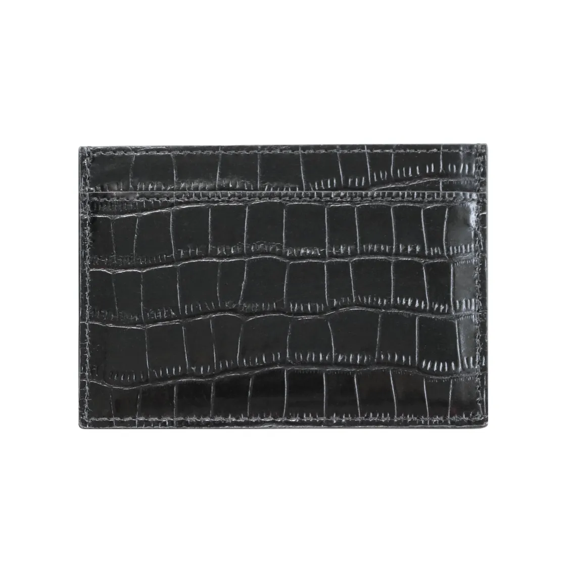 Black Croc Classic Card Holder