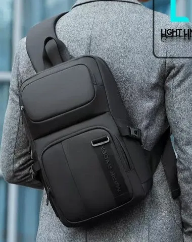 Black Large Sling Bag For Men Waterproof Mens Sling Backpack Best Large Sling Backpack
