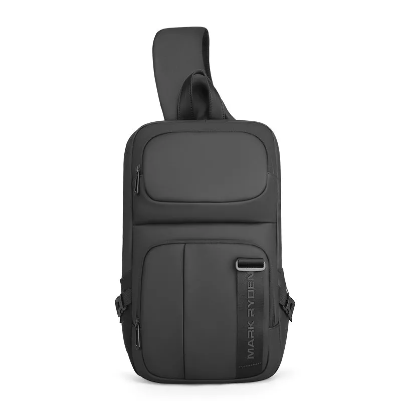 Black Large Sling Bag For Men Waterproof Mens Sling Backpack Best Large Sling Backpack