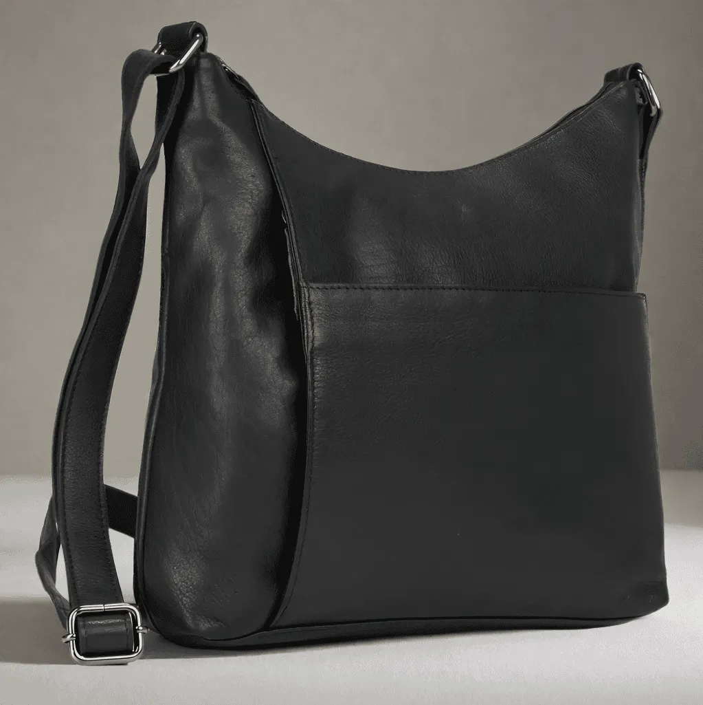 Black Leather Shoulder Bag Leena