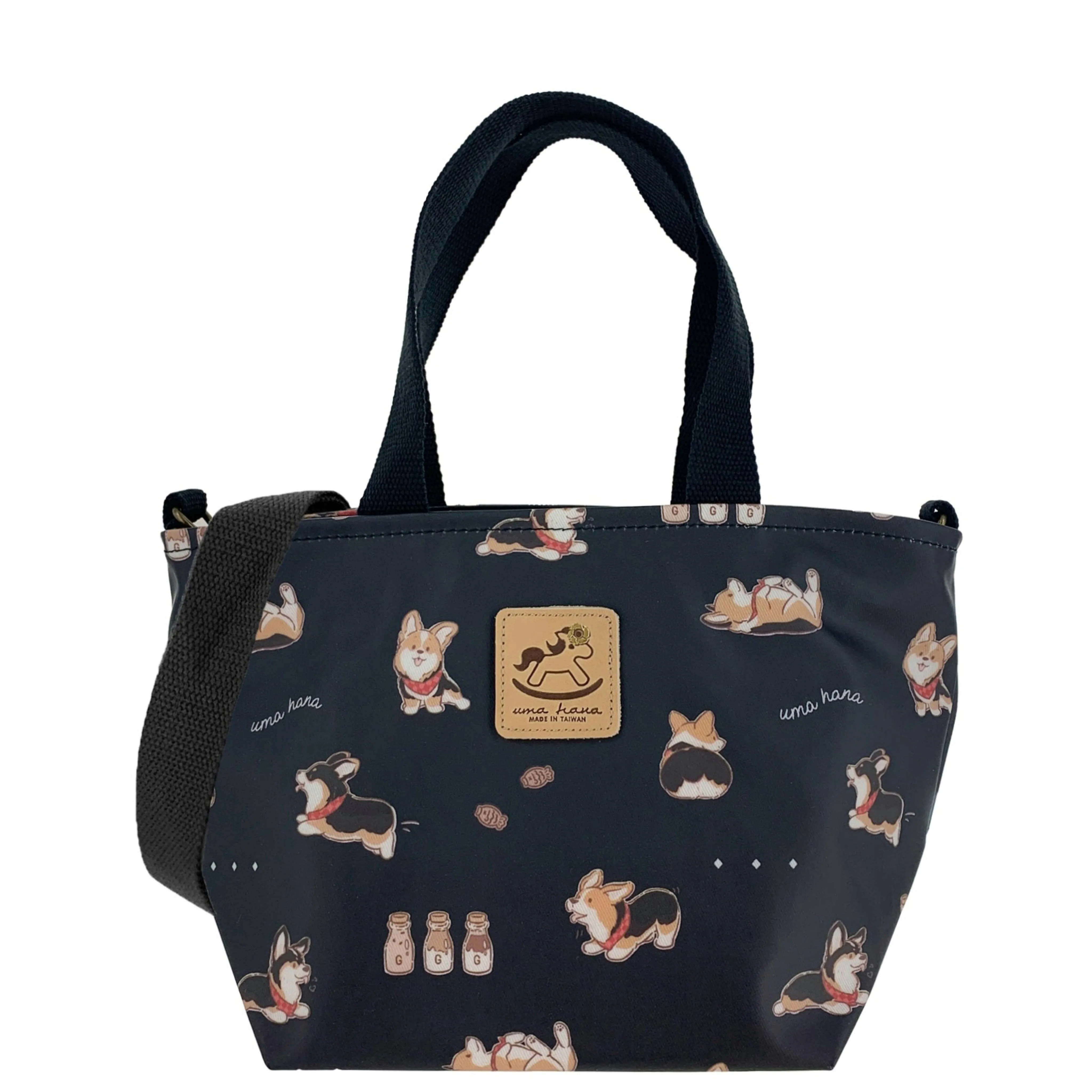 Black Tricolor Corgi Mini Travel Tote