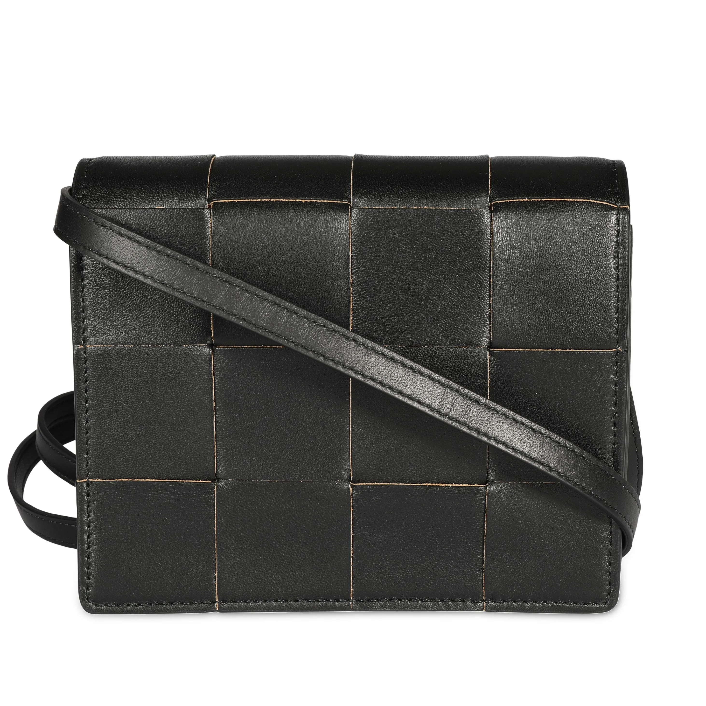Bottega Veneta Black Leather Mini Cassette Crossbody Bag
