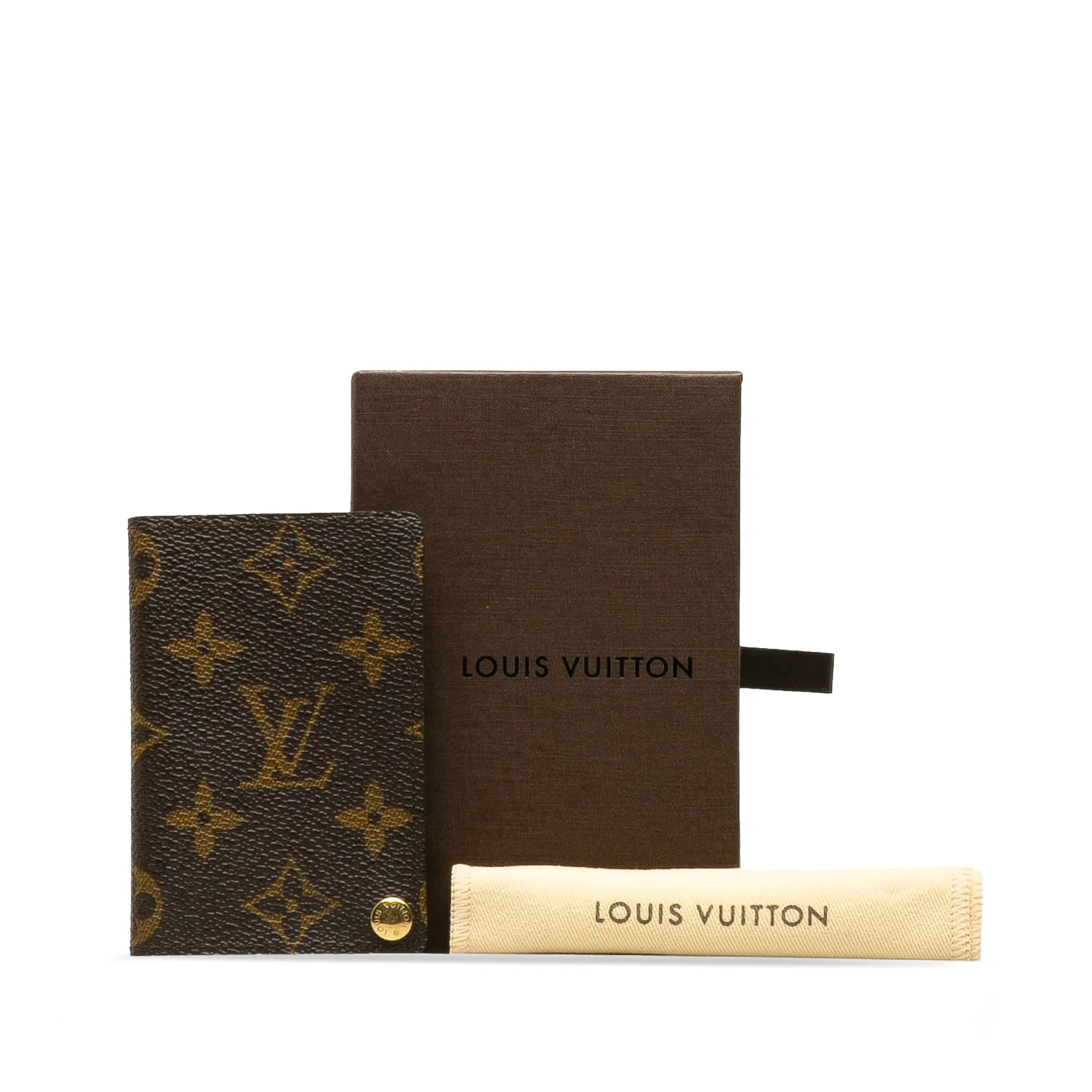 Brown Louis Vuitton Monogram Porte-Cartes Credit Pression Card Holder
