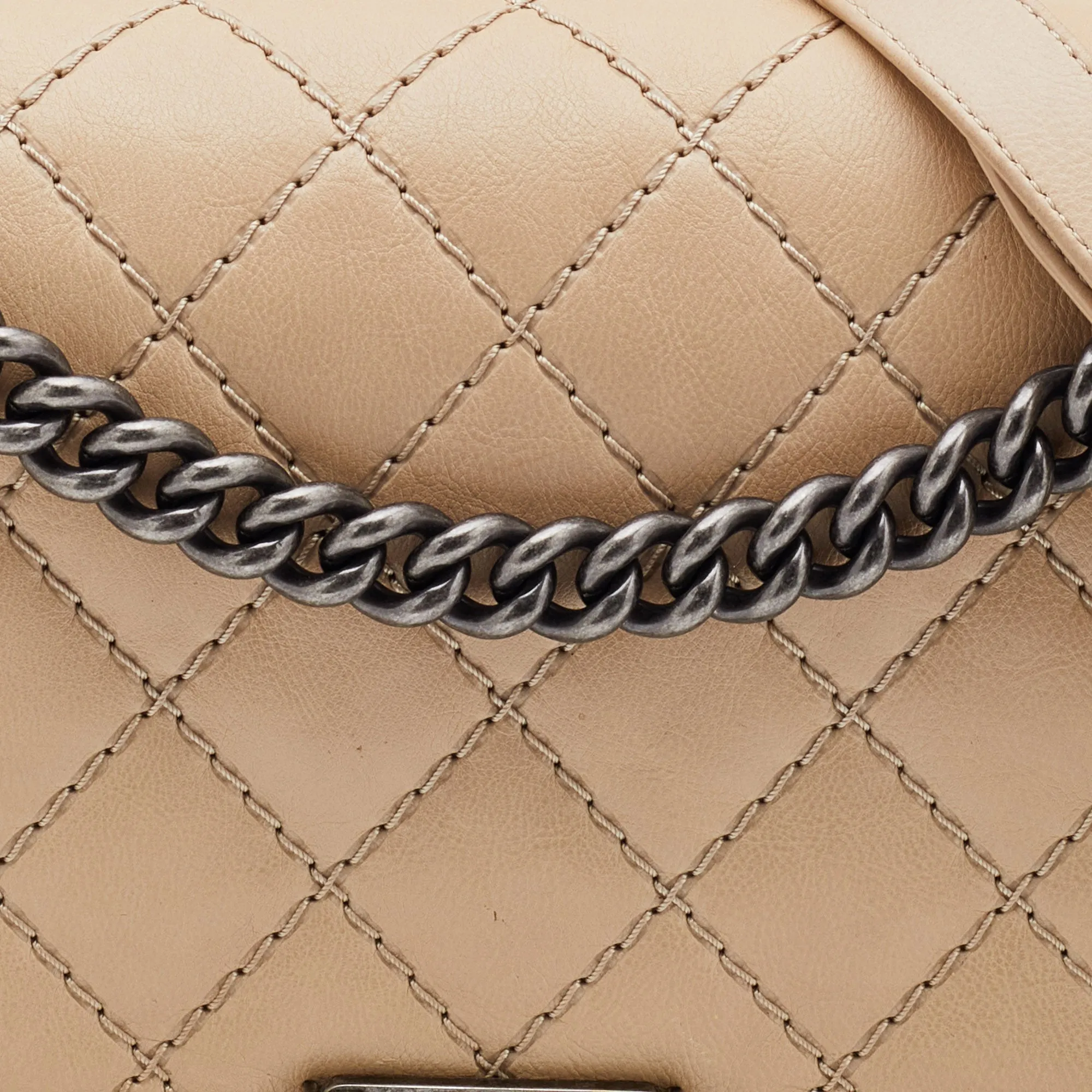 Chanel Beige Quilted Leather New Medium Wild Stitch Boy Bag