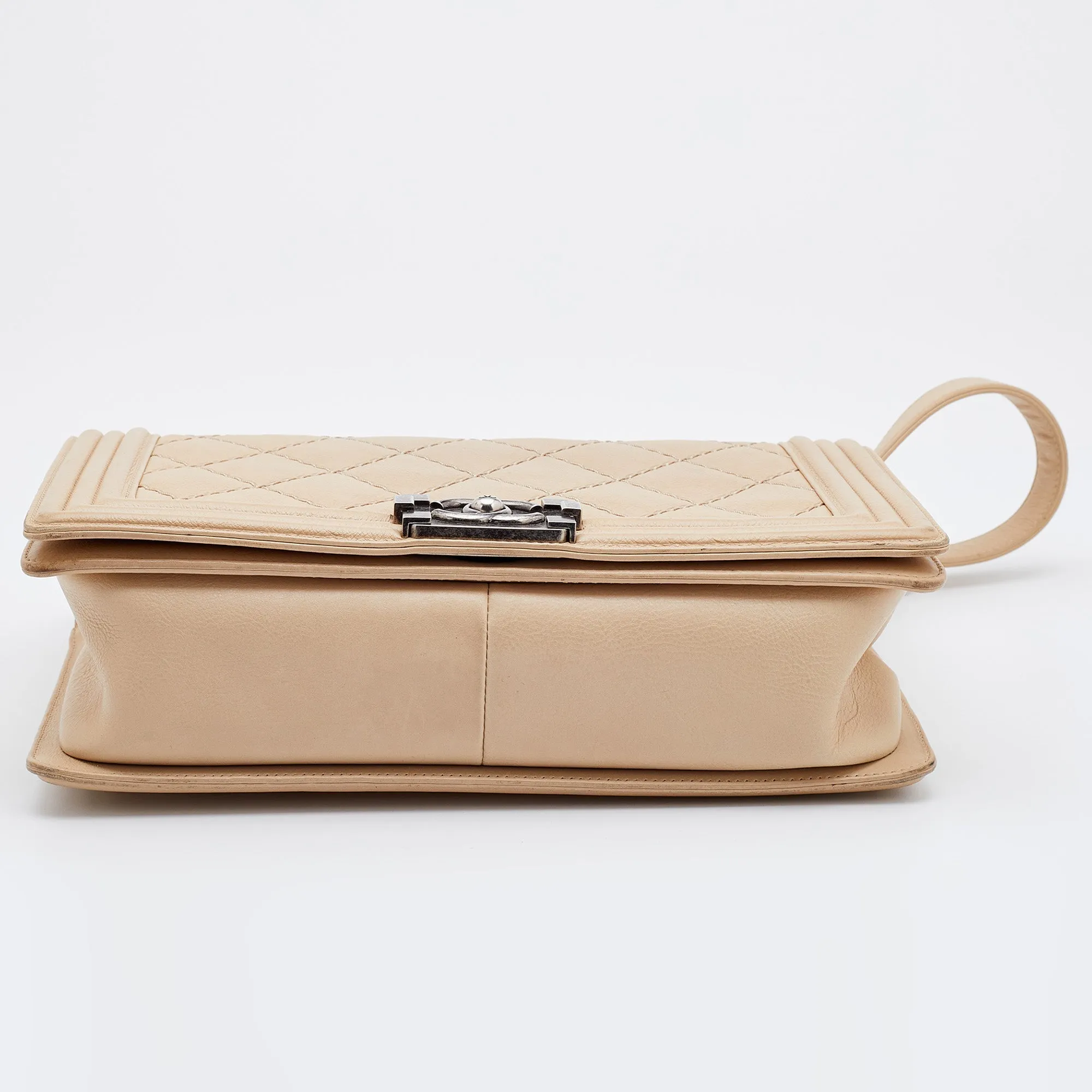 Chanel Beige Quilted Leather New Medium Wild Stitch Boy Bag