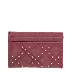 Chanel Burgundy CC Studded Rock Quilted Card Holder