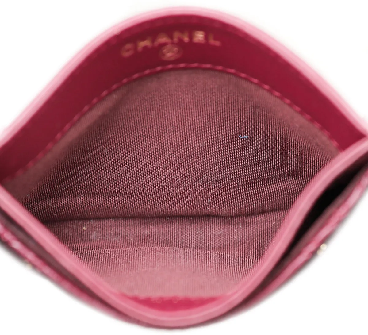 Chanel Burgundy CC Studded Rock Quilted Card Holder