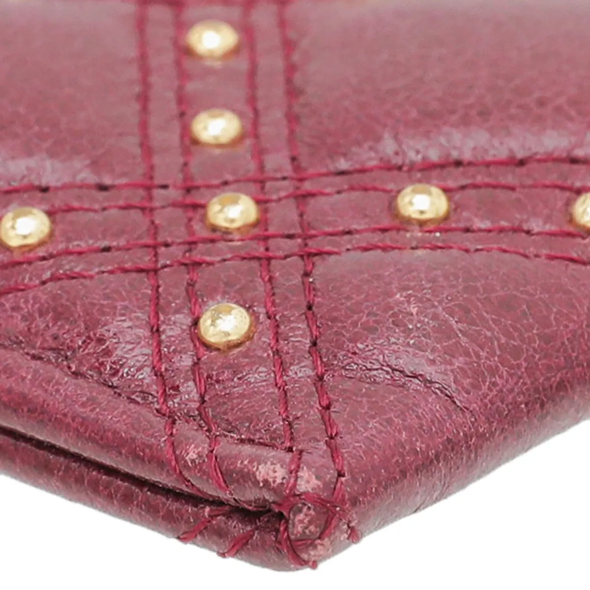 Chanel Burgundy CC Studded Rock Quilted Card Holder