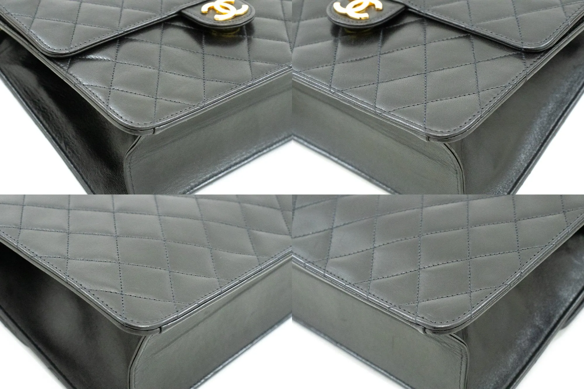 CHANEL Chain Shoulder Bag Clutch Black Quilted Flap Lambskin Purse