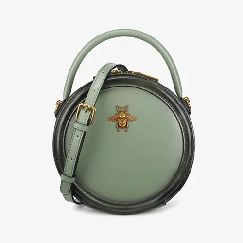 Circle Leather Handbag Round Leather Purse Leather Round Bag