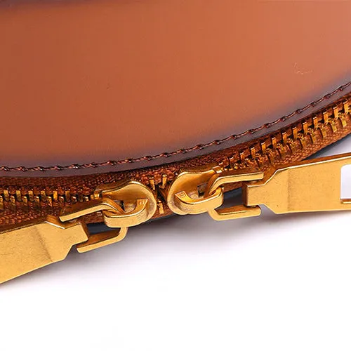 Circle Leather Handbag Round Leather Purse Leather Round Bag
