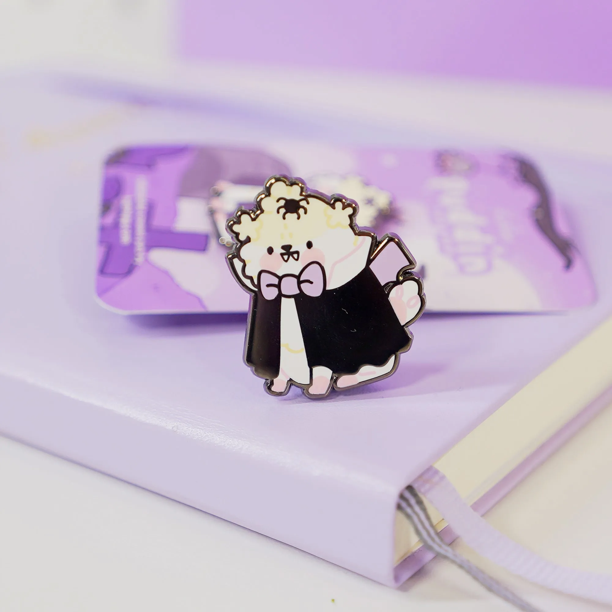 Dracula Puddin Enamel Pin | Cute Halloween Dog Pin | Spooky Kawaii Collectible | Gothic Vampire Badge