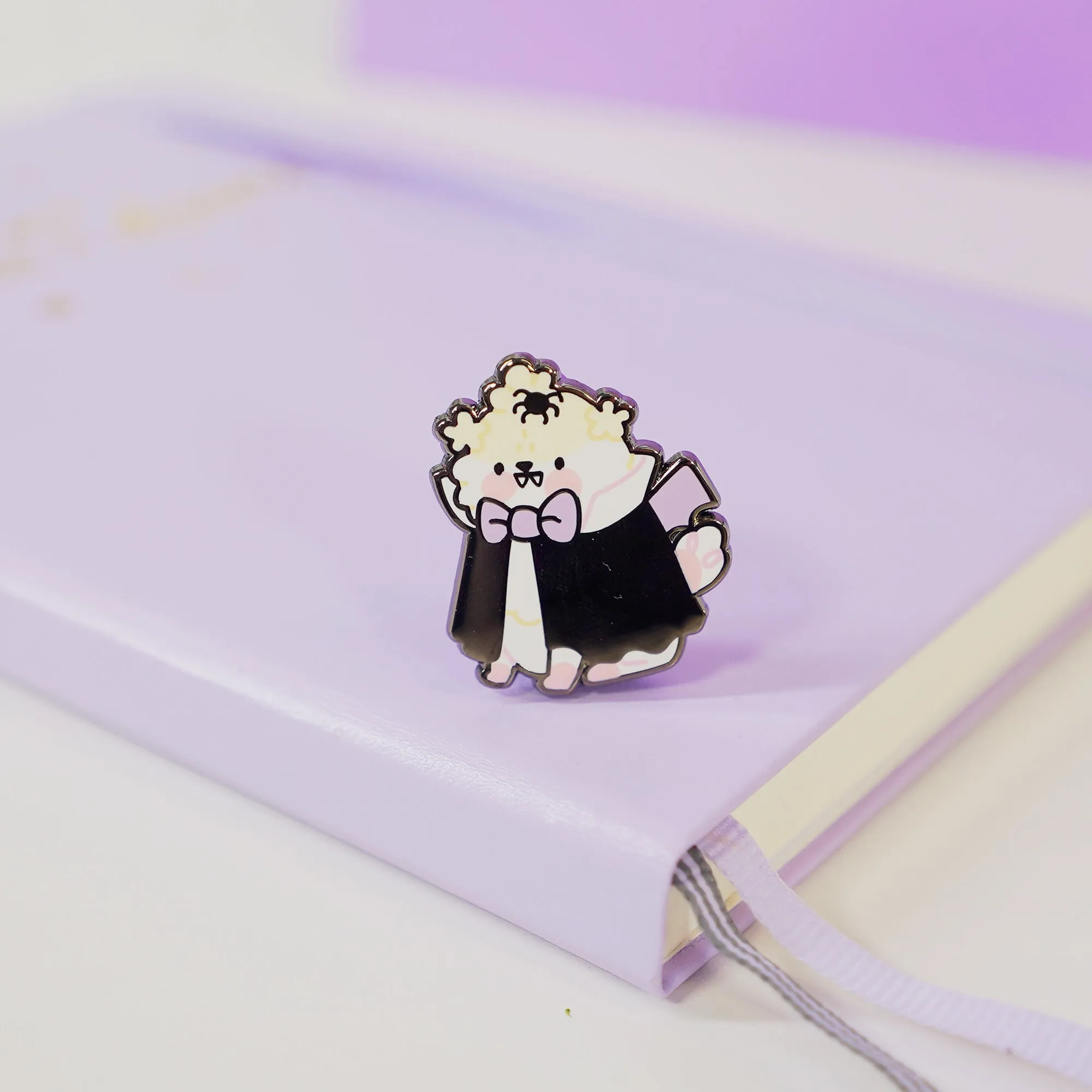 Dracula Puddin Enamel Pin | Cute Halloween Dog Pin | Spooky Kawaii Collectible | Gothic Vampire Badge