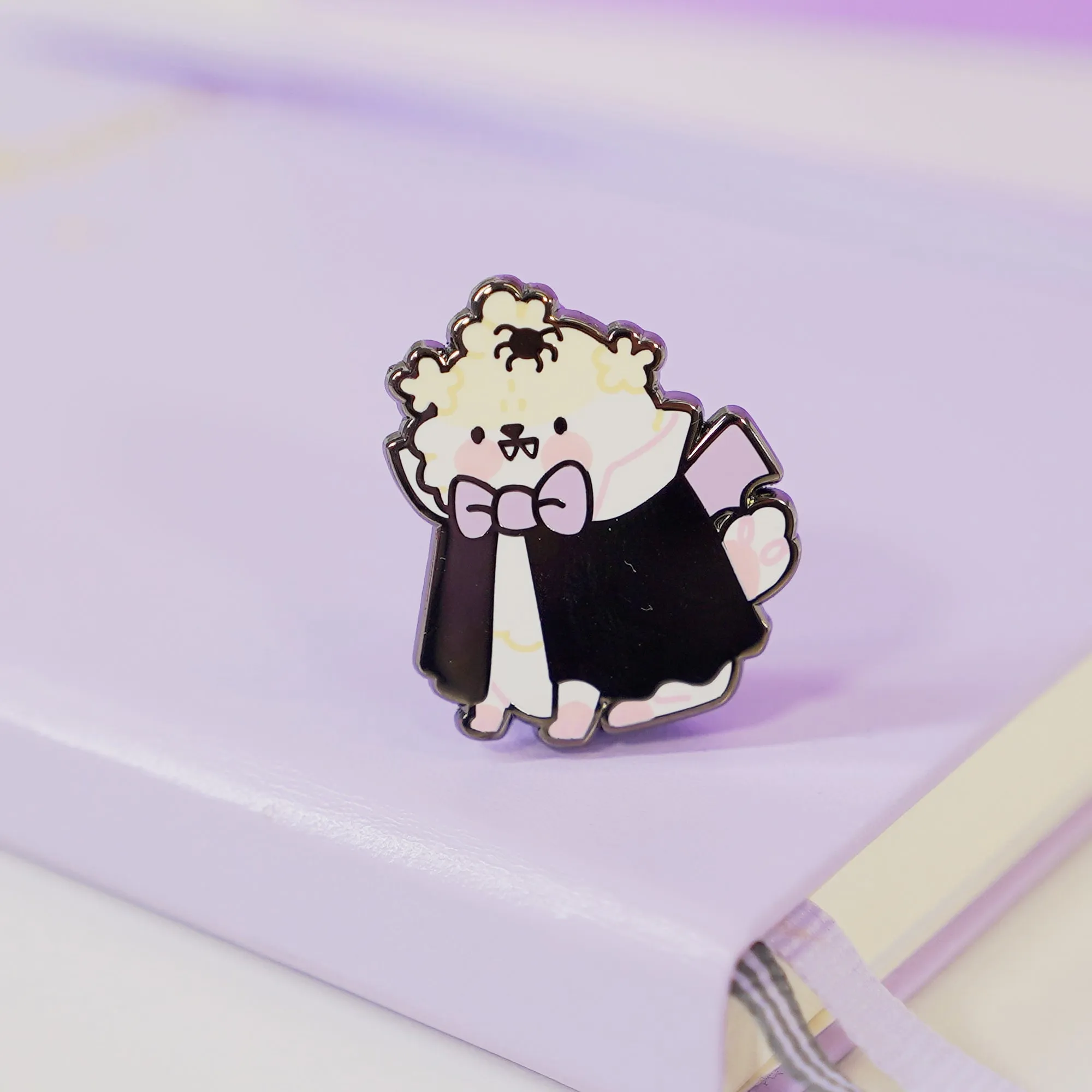 Dracula Puddin Enamel Pin | Cute Halloween Dog Pin | Spooky Kawaii Collectible | Gothic Vampire Badge