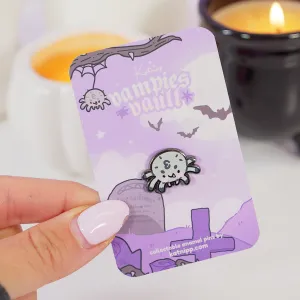 Fluffy the Spider Enamel Pin | Kawaii Halloween Enamel Pin | Spooky Collectible Lapel Pin | Cute Gothic Badge
