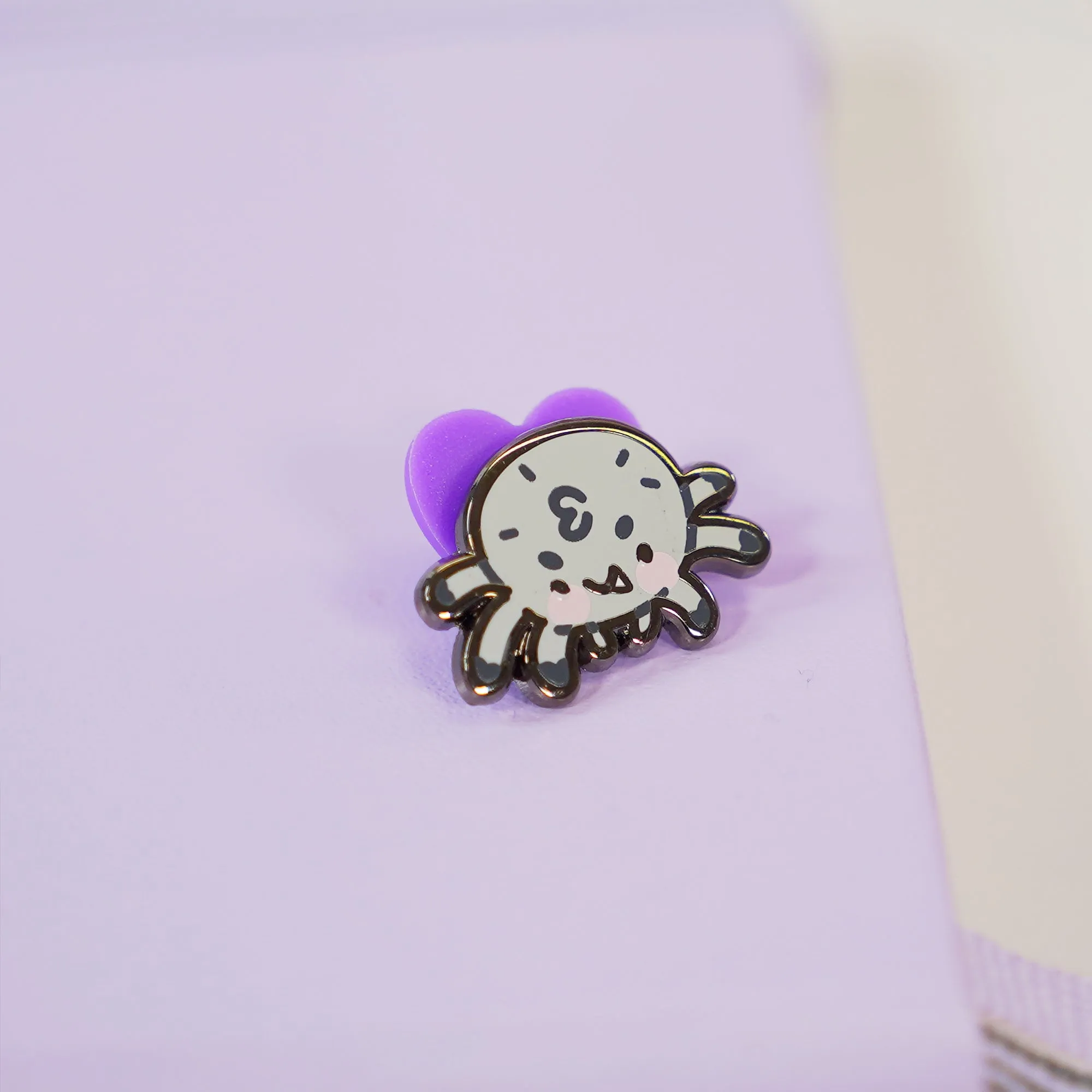 Fluffy the Spider Enamel Pin | Kawaii Halloween Enamel Pin | Spooky Collectible Lapel Pin | Cute Gothic Badge