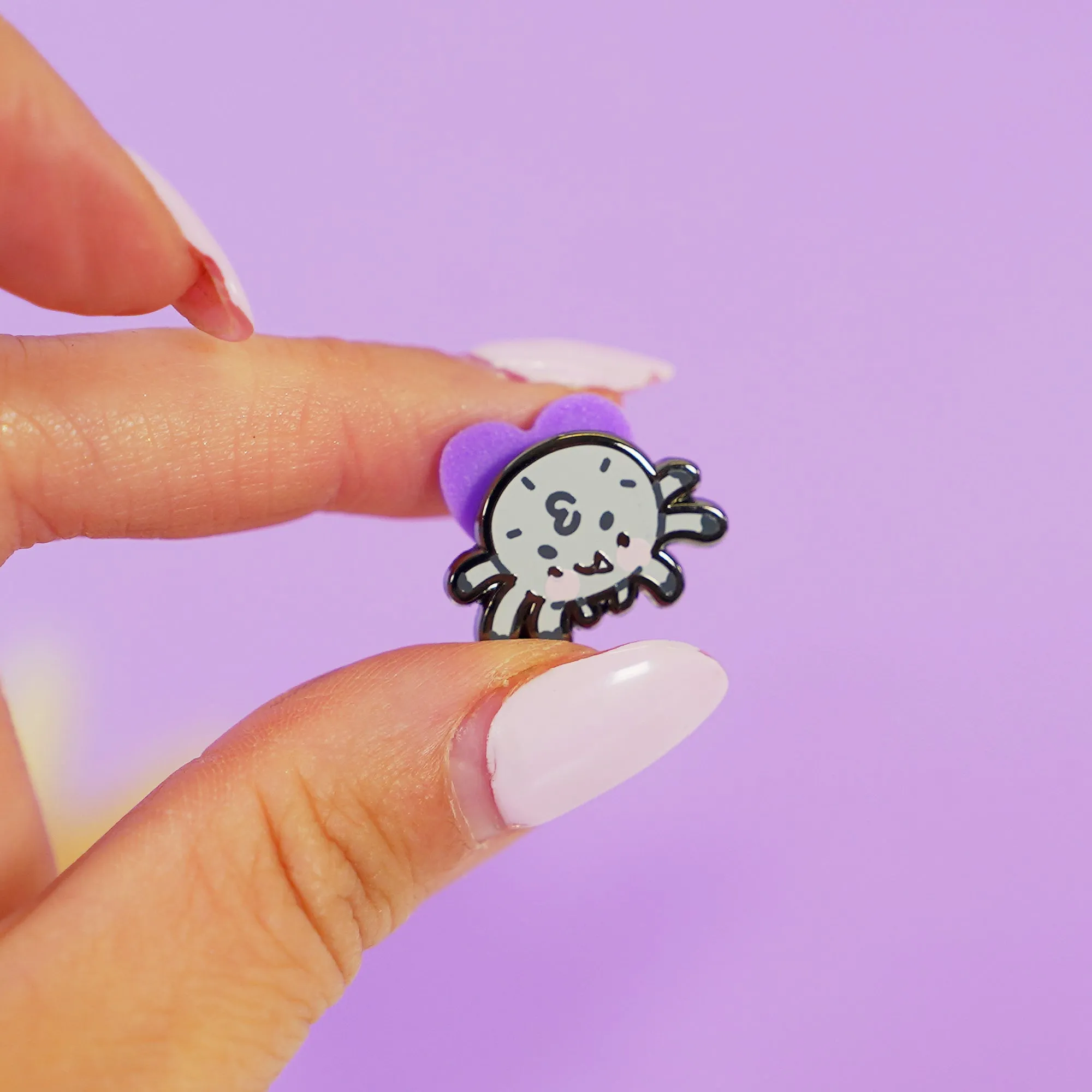 Fluffy the Spider Enamel Pin | Kawaii Halloween Enamel Pin | Spooky Collectible Lapel Pin | Cute Gothic Badge