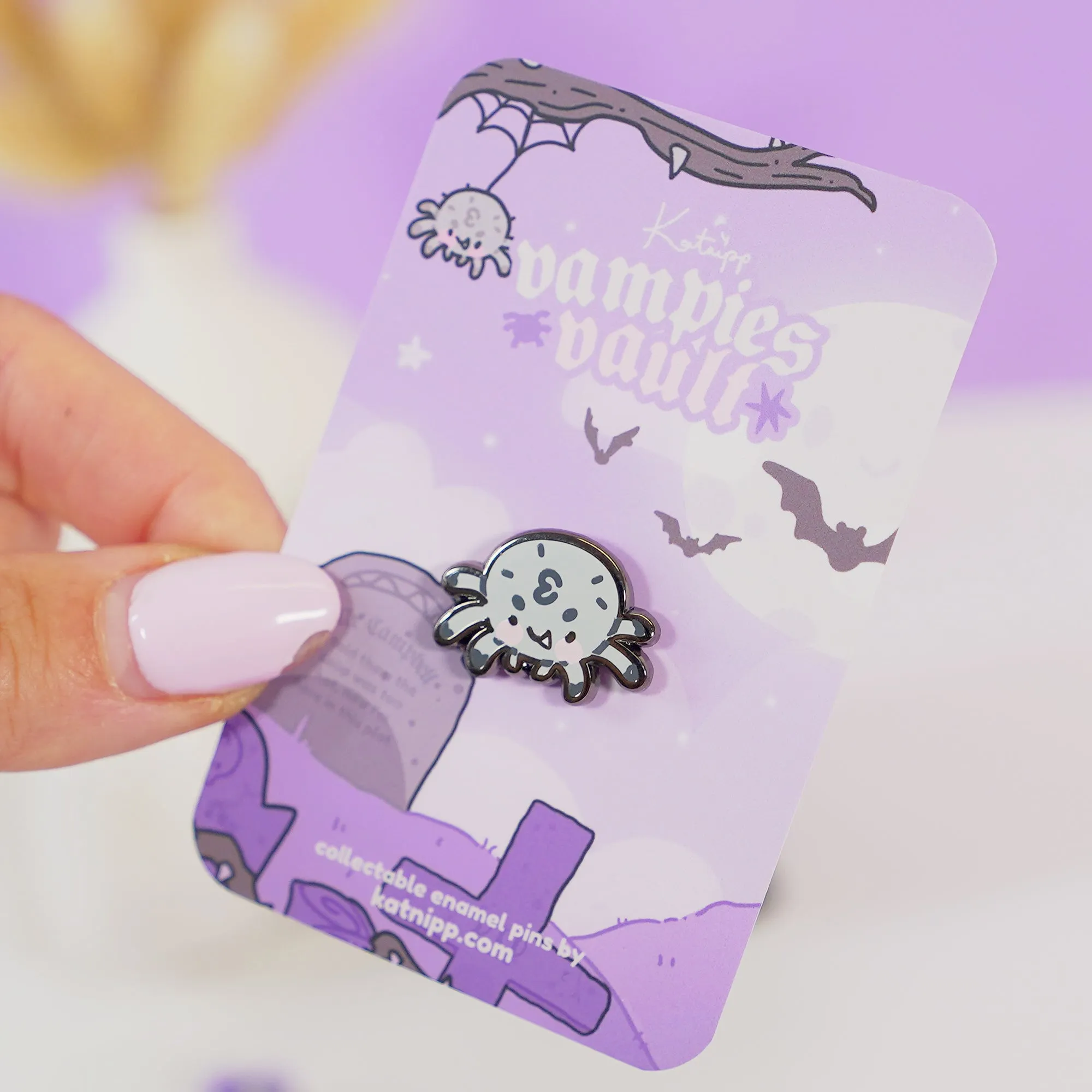 Fluffy the Spider Enamel Pin | Kawaii Halloween Enamel Pin | Spooky Collectible Lapel Pin | Cute Gothic Badge