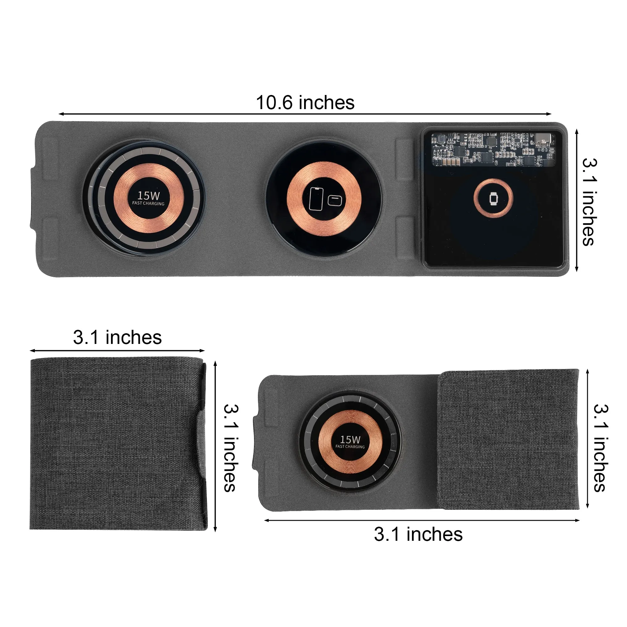Foldable Wireless 3-in-1 Charging Pad