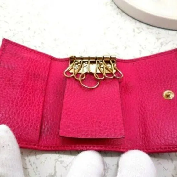 Gucci Hot Pink Leather Key Holders & Wallet