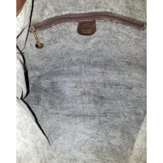 Gucci Shoulder W Two Way Style Handle Brown Leather Bamboo Hobo Bag