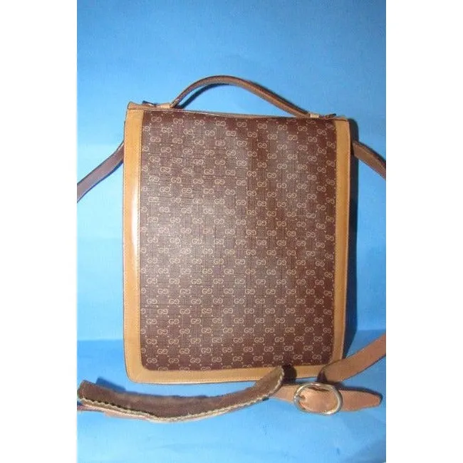 Gucci Tote Micro Guccissima Print Way Top Handle Burgundybeigecamel Leather And Coated Canvas Satche
