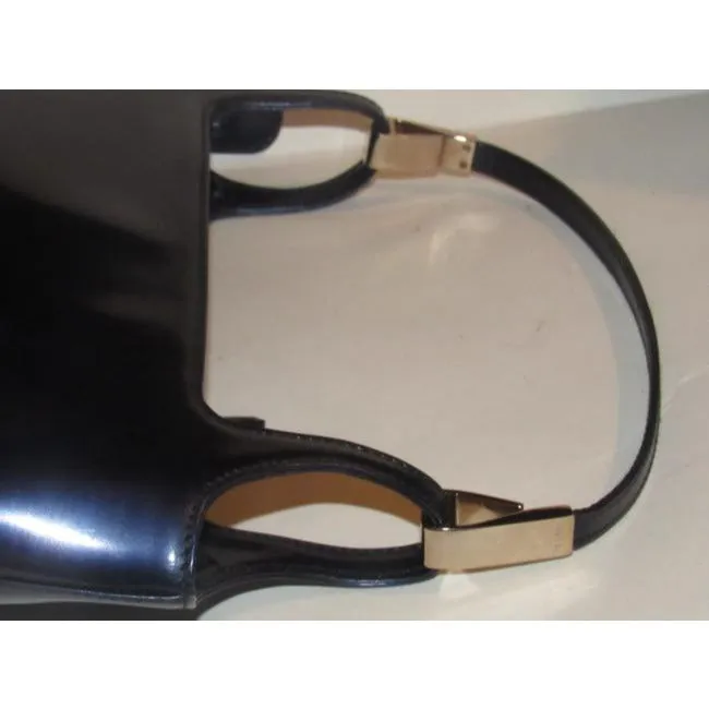 Gucci Vintage Navy Blue Glossy Patent Leather And Satchel