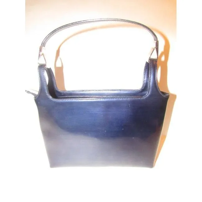 Gucci Vintage Navy Blue Glossy Patent Leather And Satchel