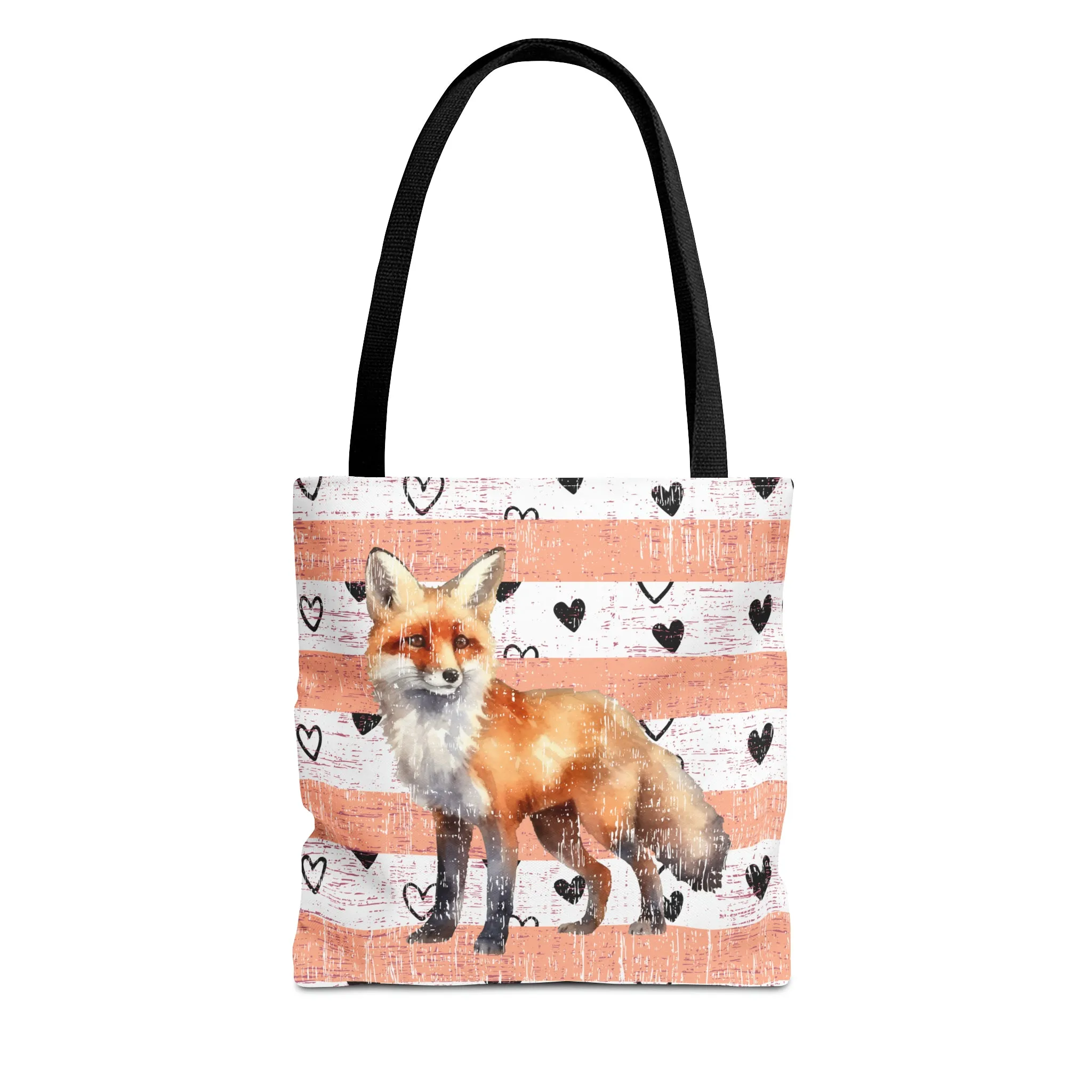 Hearts and Fox Harmony: Women's Small Tote Bag with Canvas of Love