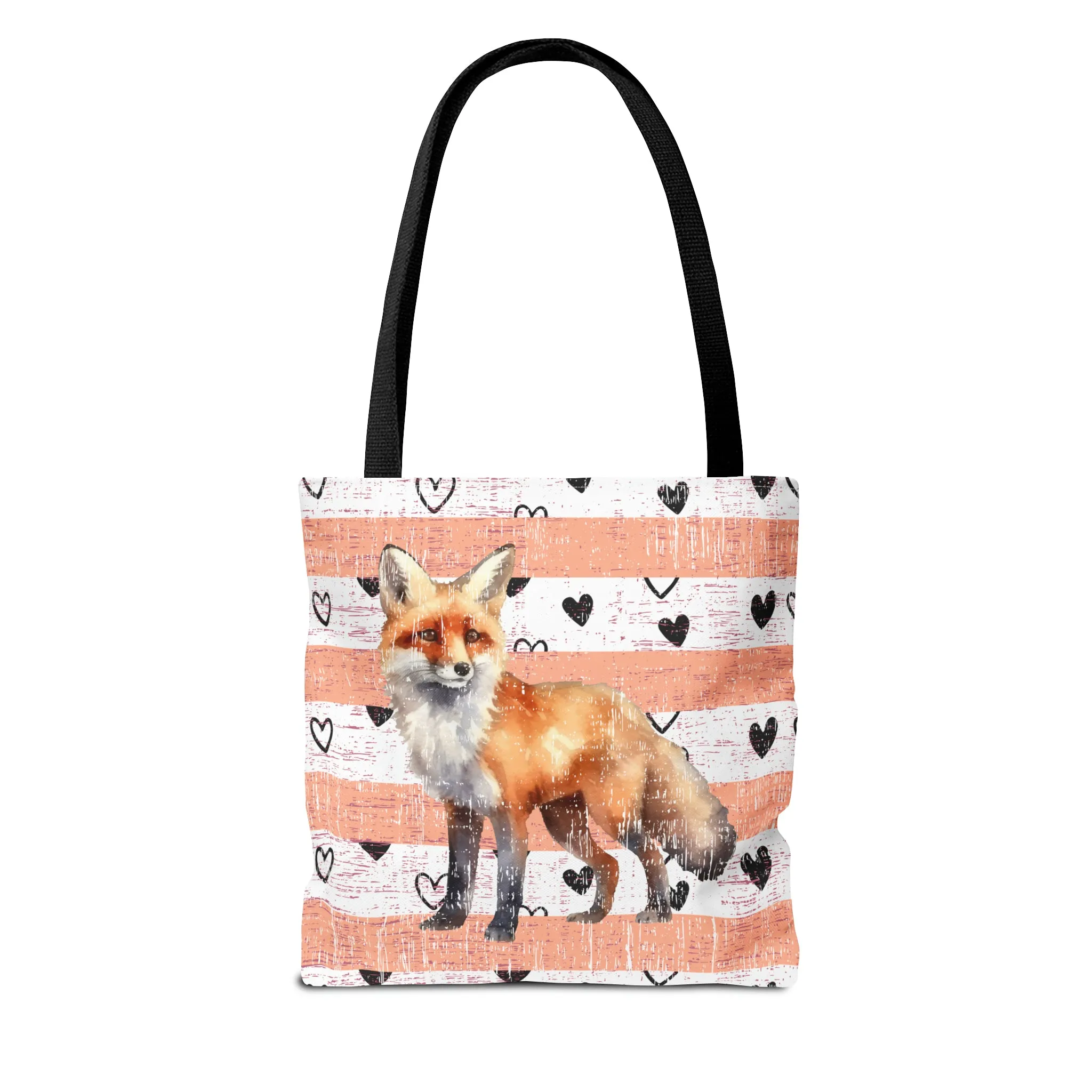 Hearts and Fox Harmony: Women's Small Tote Bag with Canvas of Love