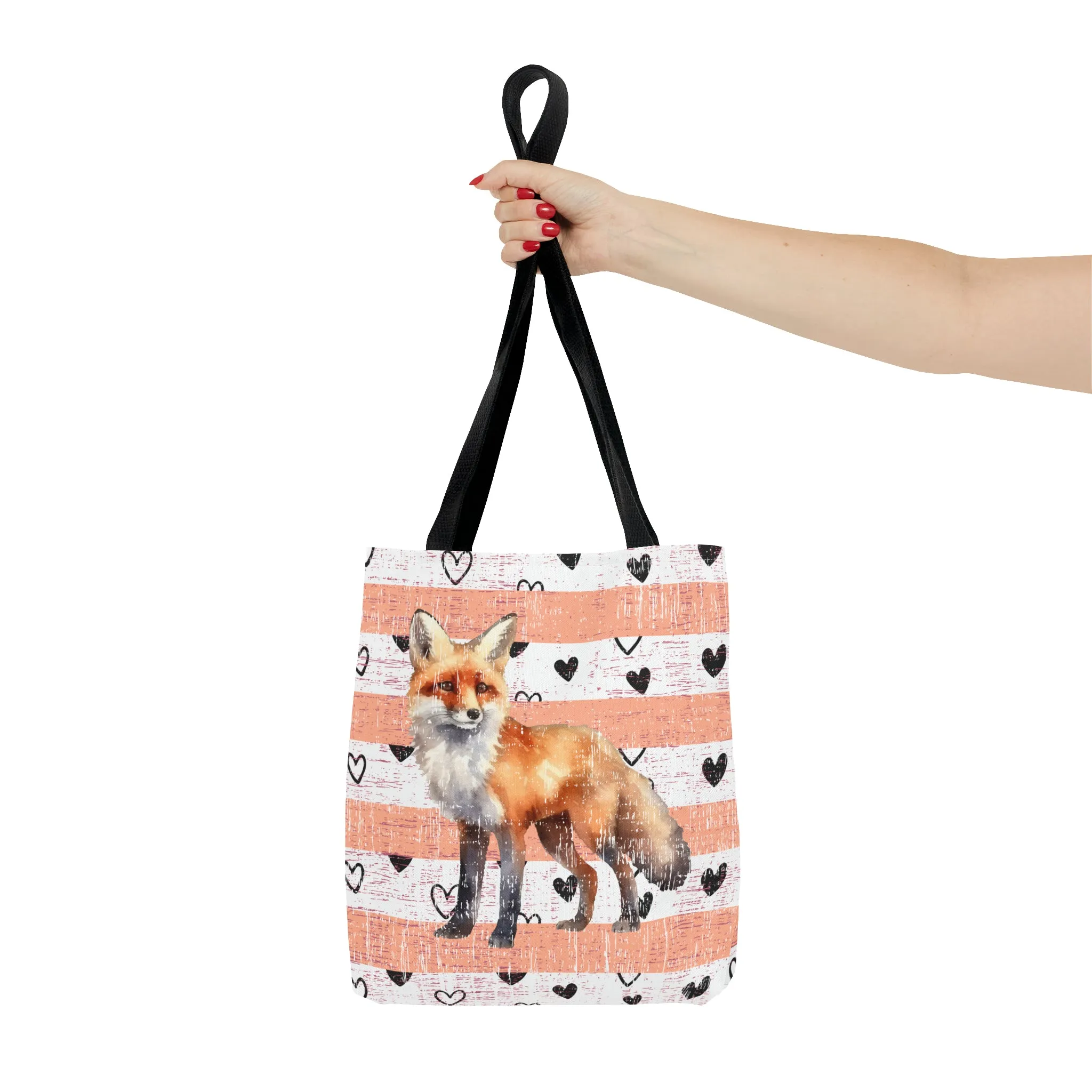 Hearts and Fox Harmony: Women's Small Tote Bag with Canvas of Love