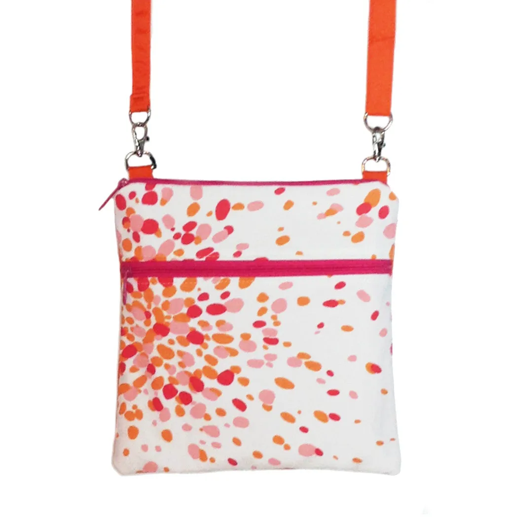 Jelly Bean in Pink | Orange Nylon | Pink Zipper | Mini Square Crossbody