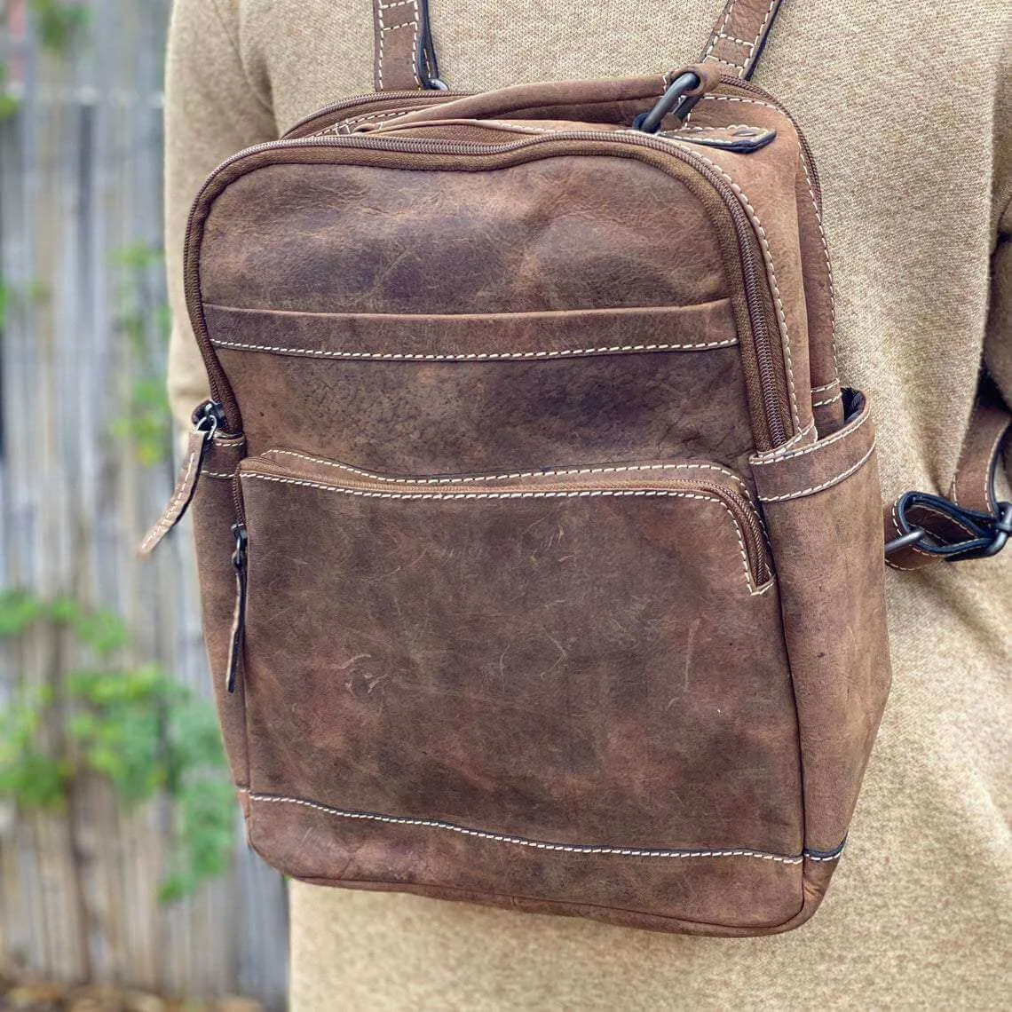 Leather Backpack Brown- KALGHI
