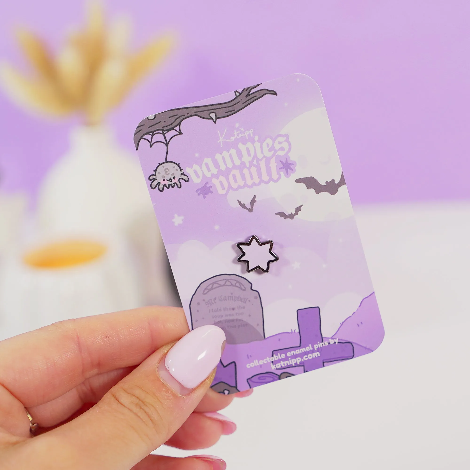 Mini Purple Star Enamel Pin | Vampies Vault Kawaii Pin | Cute Halloween Collectible Badge