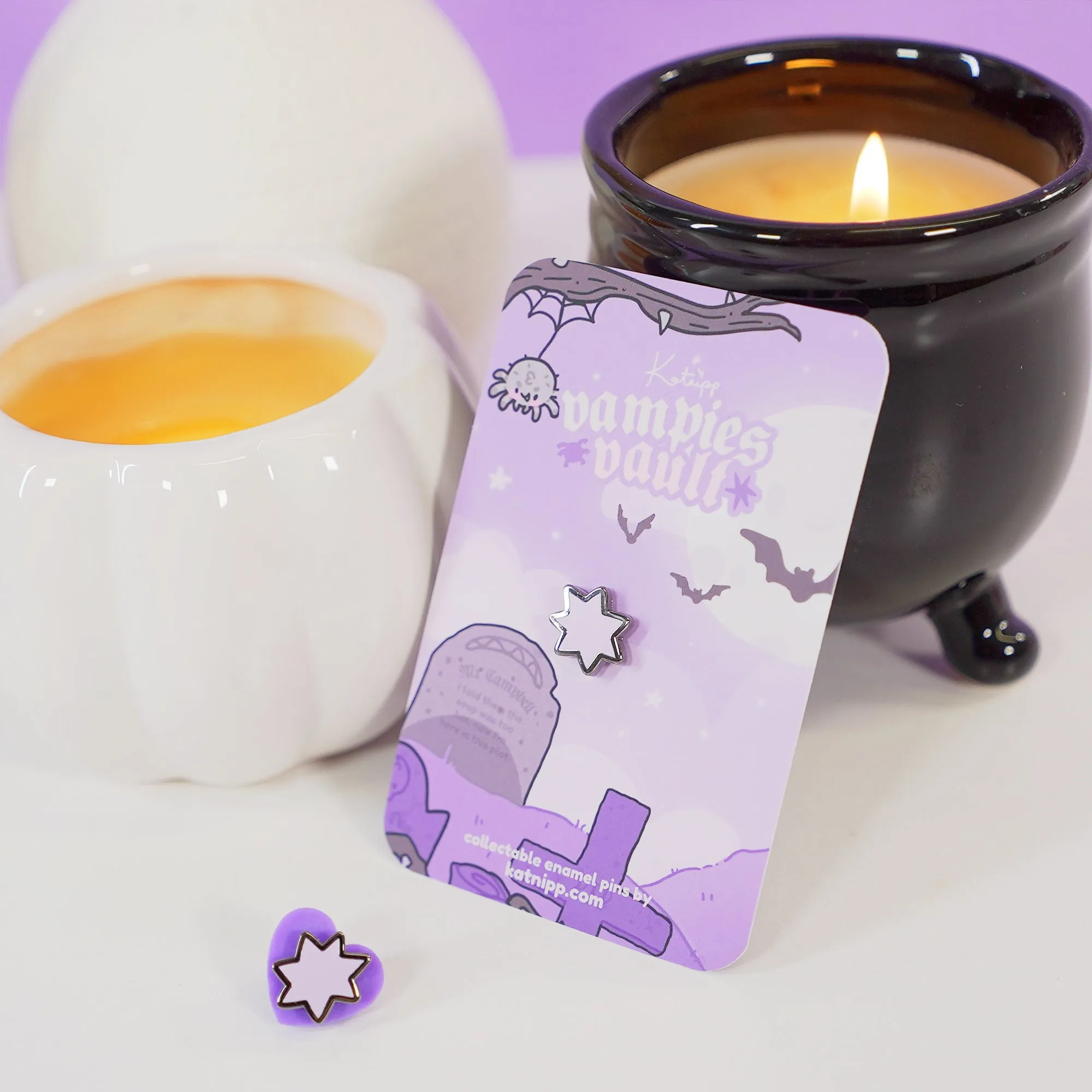Mini Purple Star Enamel Pin | Vampies Vault Kawaii Pin | Cute Halloween Collectible Badge