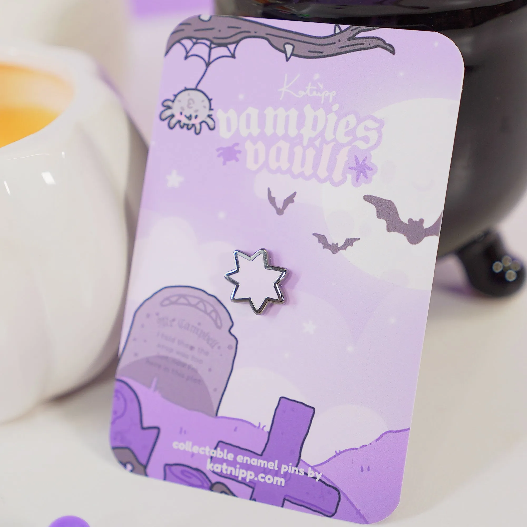 Mini Purple Star Enamel Pin | Vampies Vault Kawaii Pin | Cute Halloween Collectible Badge