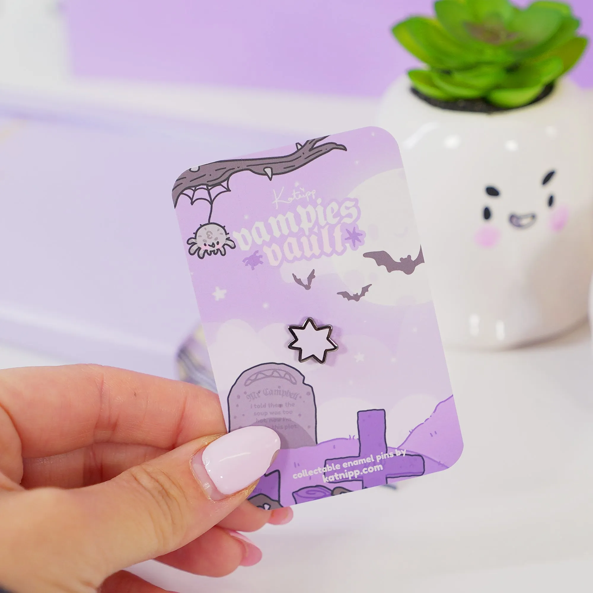 Mini Purple Star Enamel Pin | Vampies Vault Kawaii Pin | Cute Halloween Collectible Badge