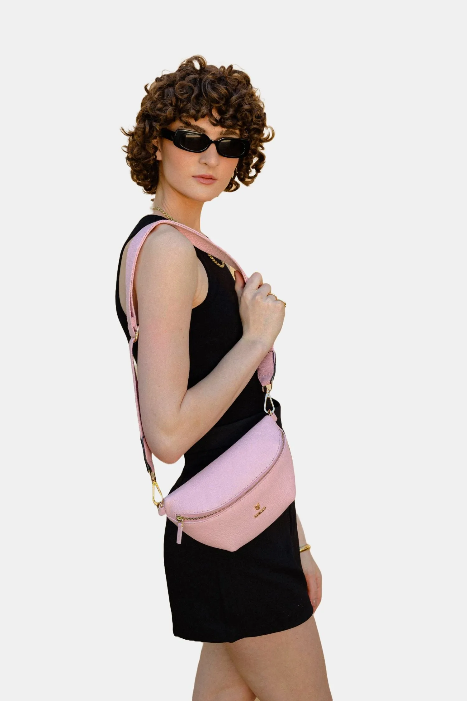 Sling Leather Bag - Rose Pink
