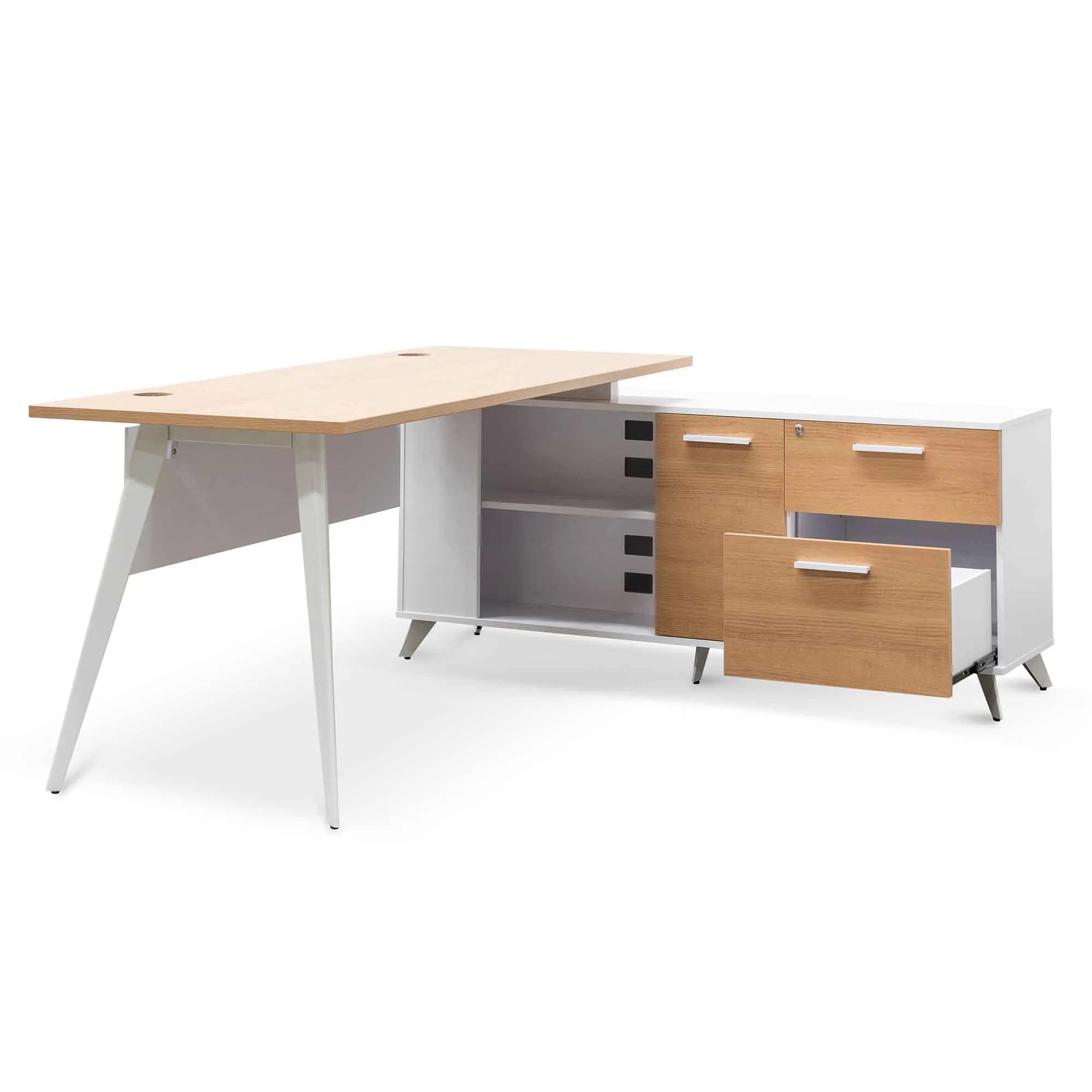 Stylus 160cm Right Return Executive Office Desk - Natural