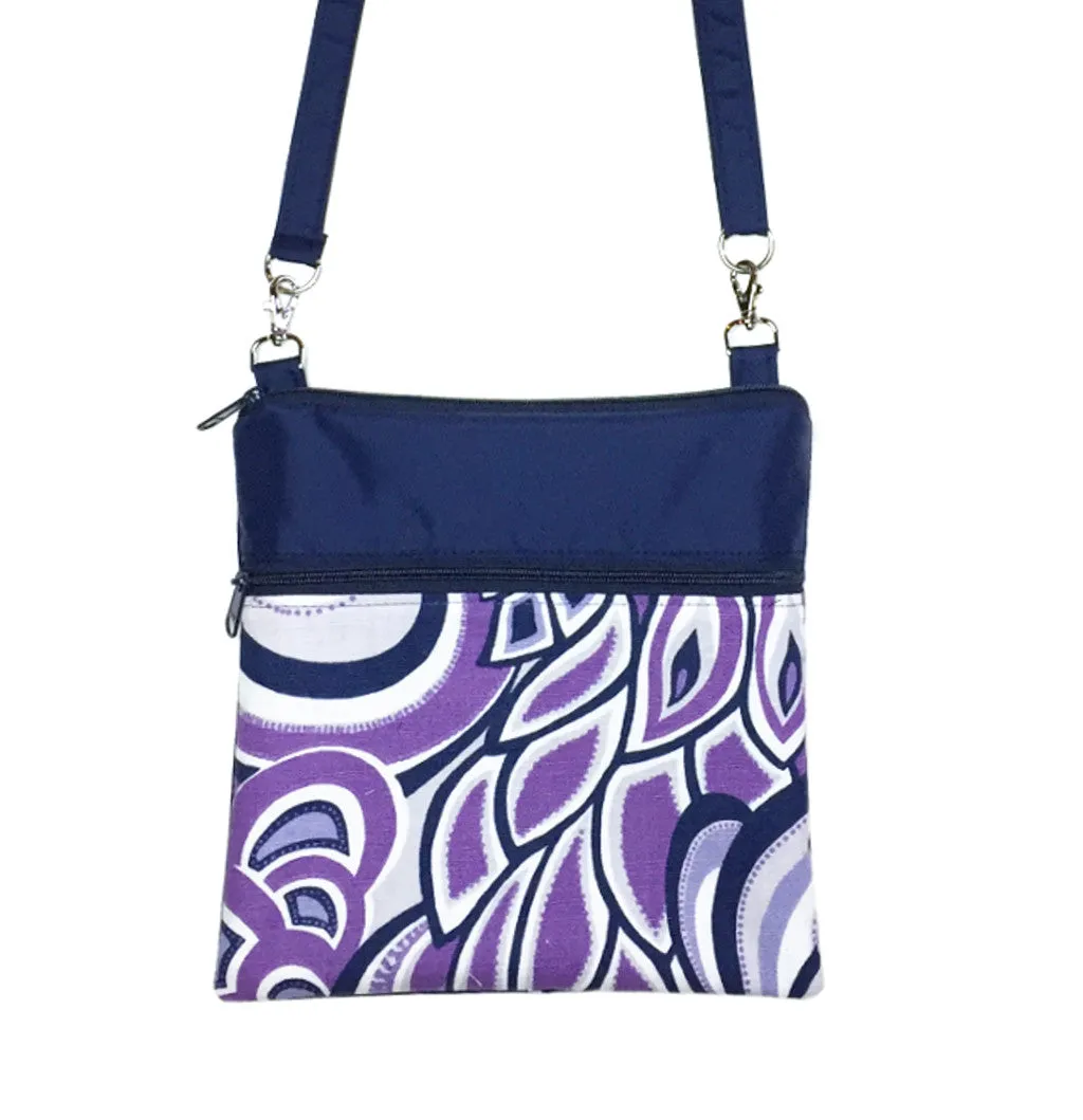 Swirled Paisley in Purple | Navy Nylon | Mini Square Crossbody Bag